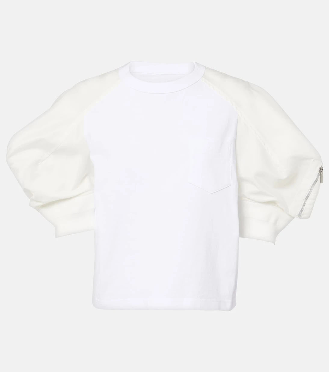 Sacai - Puff-sleeve cotton-blend T-shirt