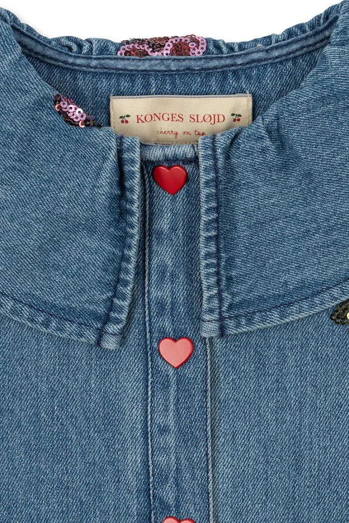Детско дънково яке Konges Sløjd MAGOT SEQUIN DENIM SHIRT GOTS