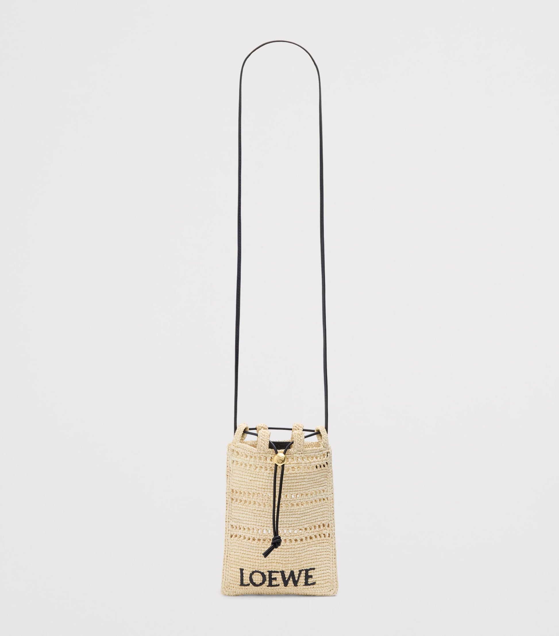 LOEWE Beige x Paula's Ibiza Raffia Drawstring Pocket Bag