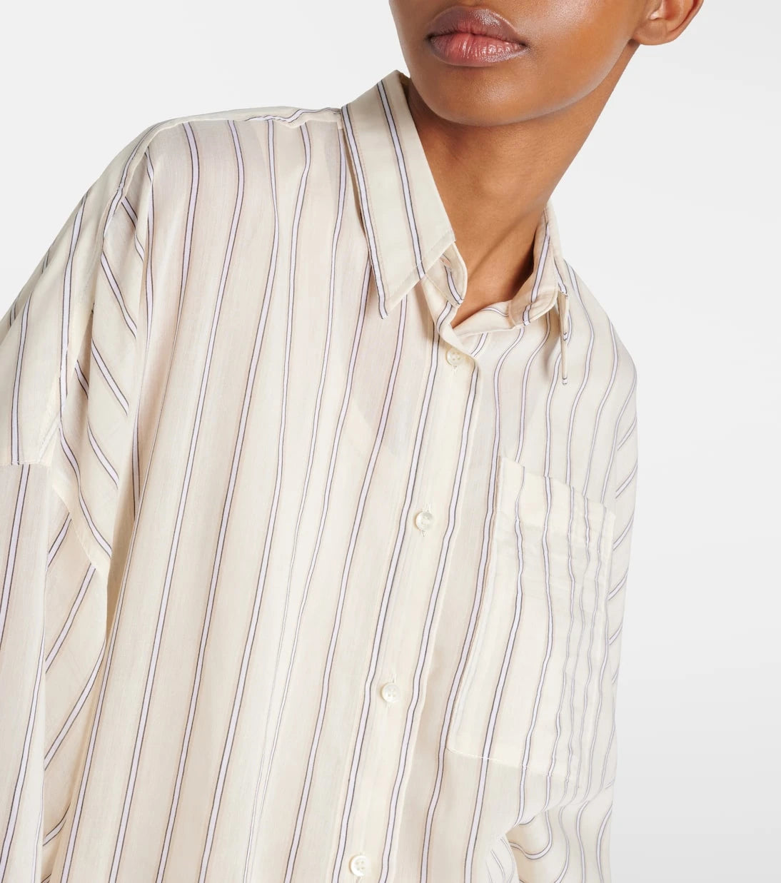 Brunello Cucinelli - Striped cotton and silk shirt