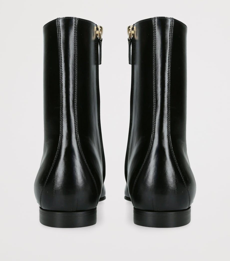 Khaite Black Leather Colt Ankle Boots