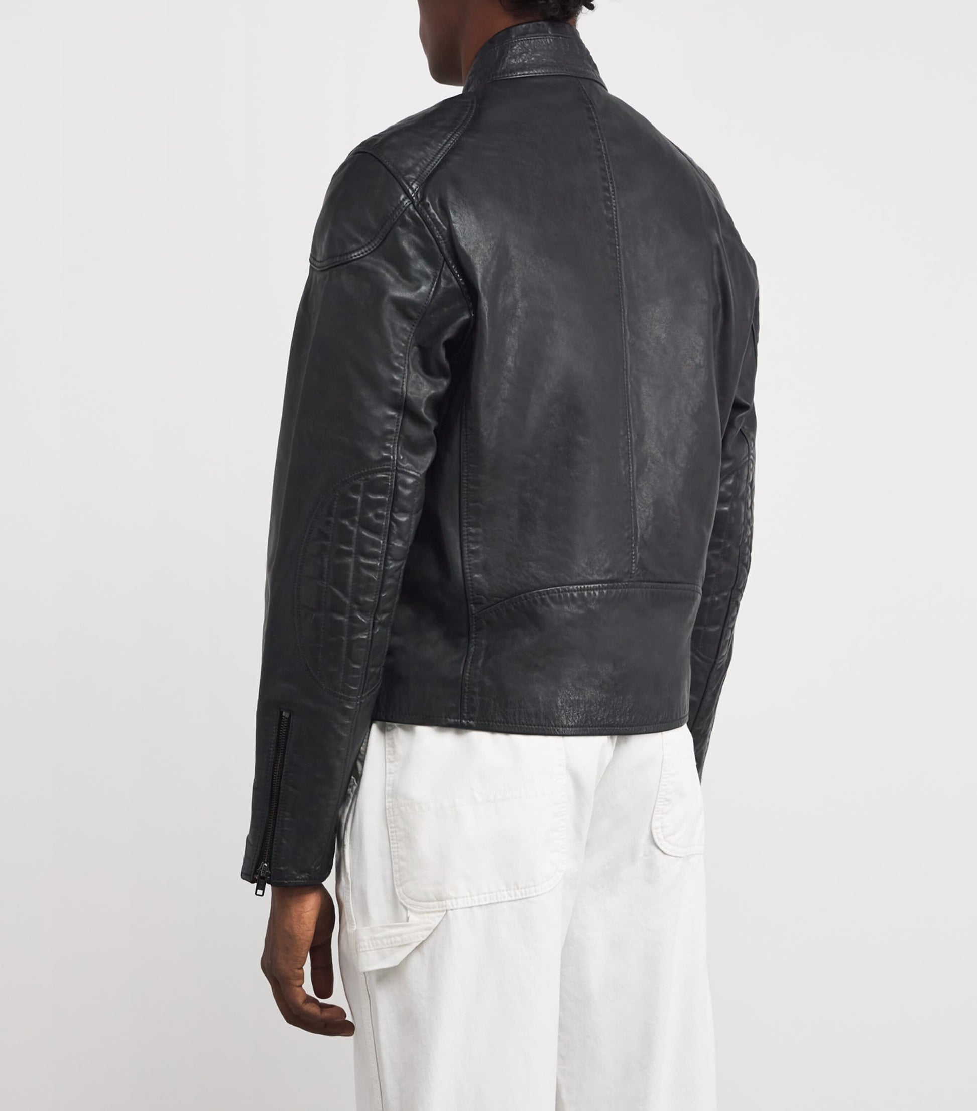 Polo Ralph Lauren Black Calf Leather Solid Racing Jacket