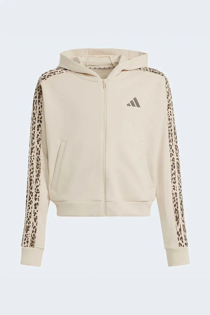 adidas суичър с цип и качулка за деца с памук
