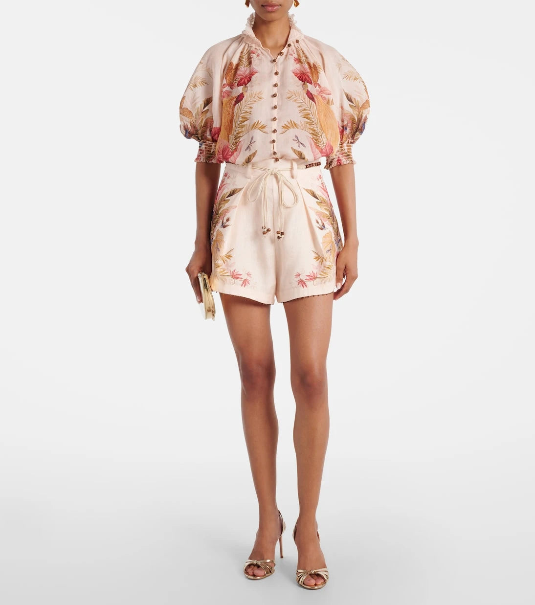 Zimmermann - Ascension beaded floral linen shorts