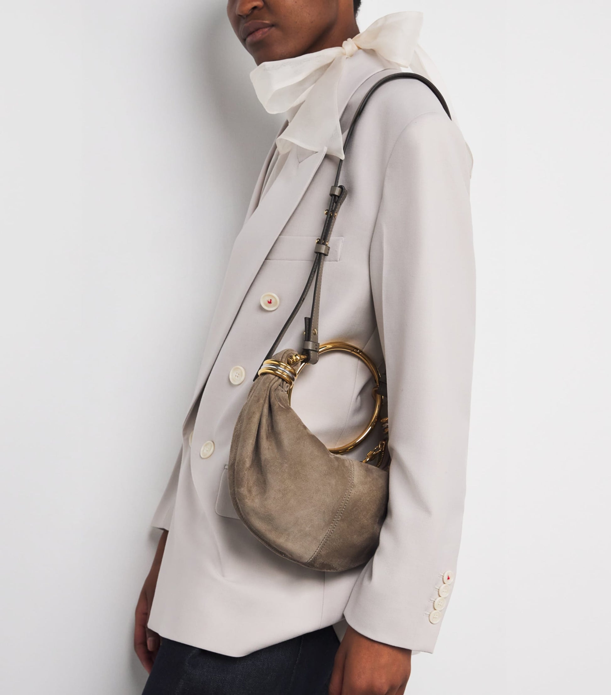 Chloé Grey Mini Suede Bracelet Hobo Bag