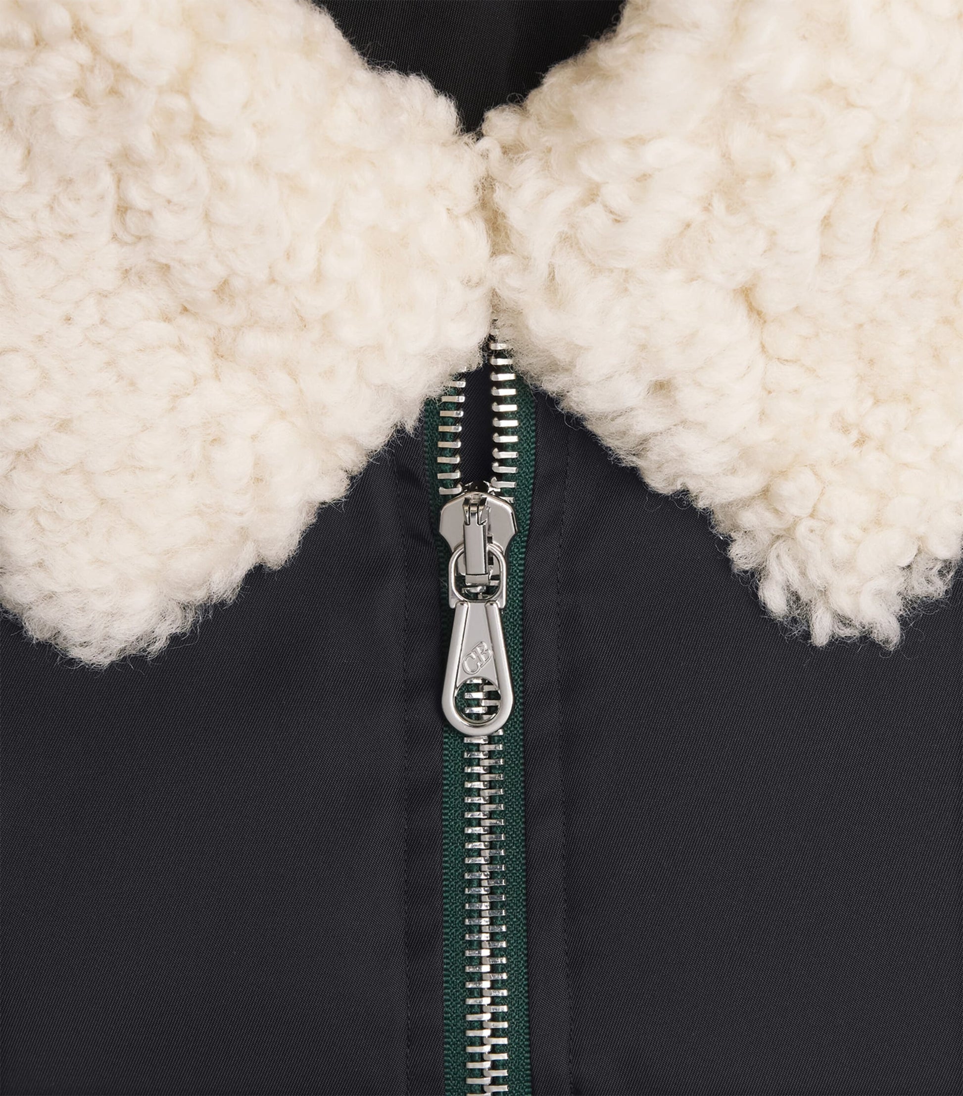 Black Faux Fur-Collar Bomber Jacket