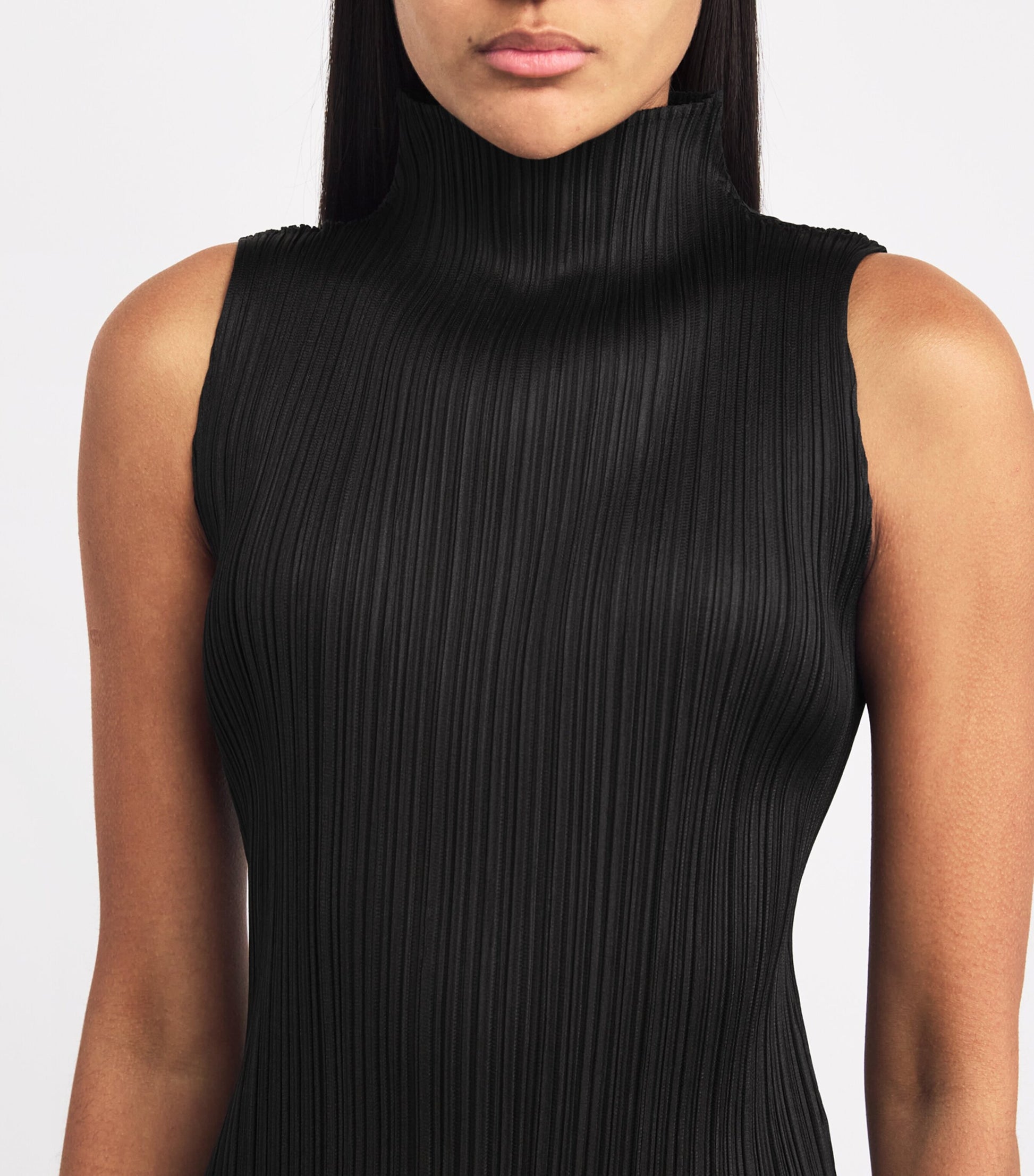 Pleats Please Issey Miyake Black Sleeveless Basics Top