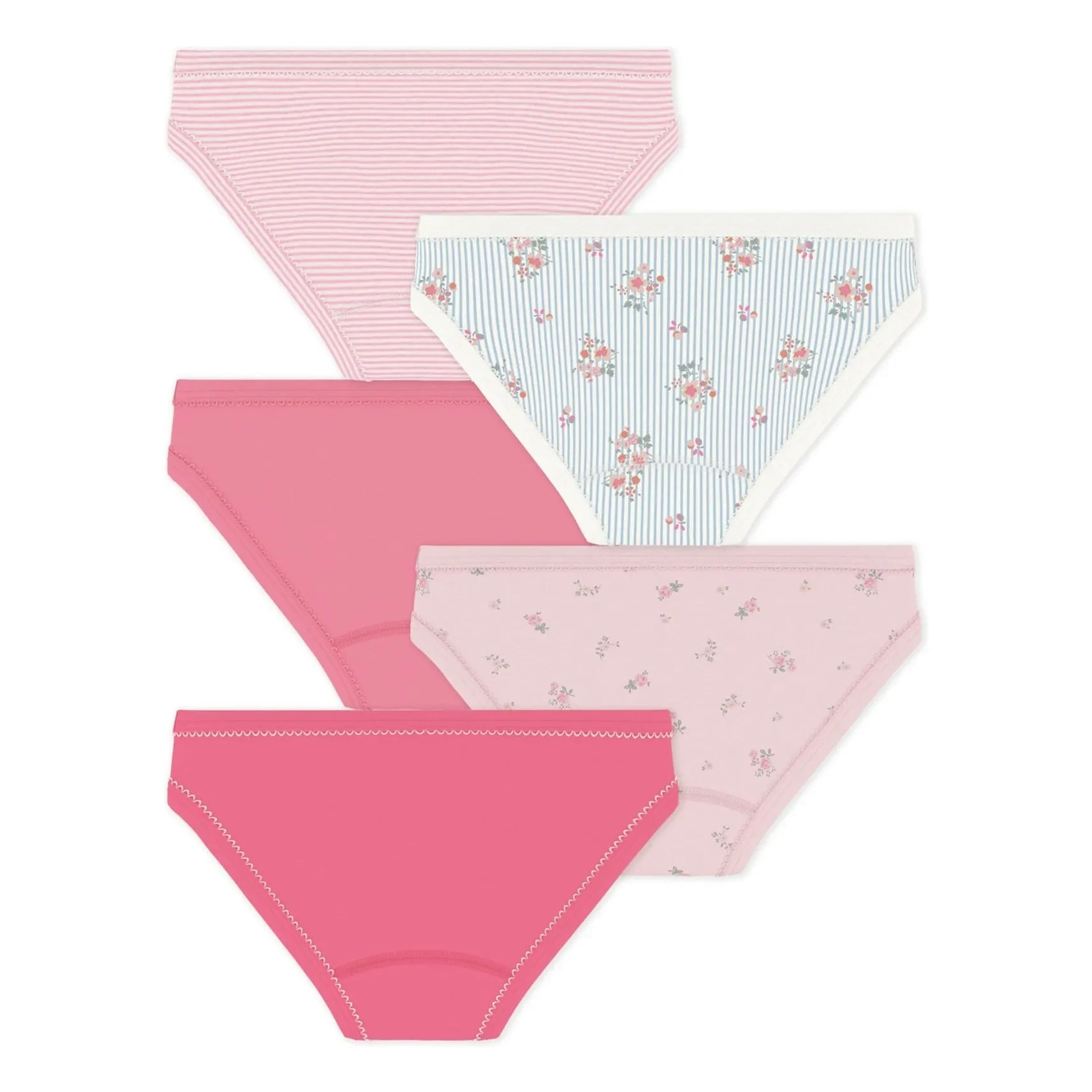 Petit Bateau - Batch 5 Flowered Panties | Pink