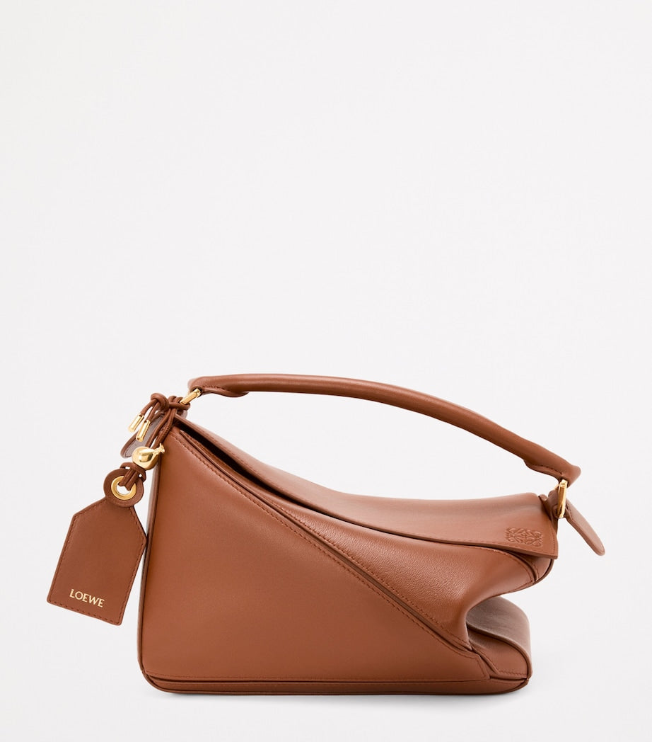 LOEWE Brown Small Leather Featherlight Puzzle Top-Handle Bag