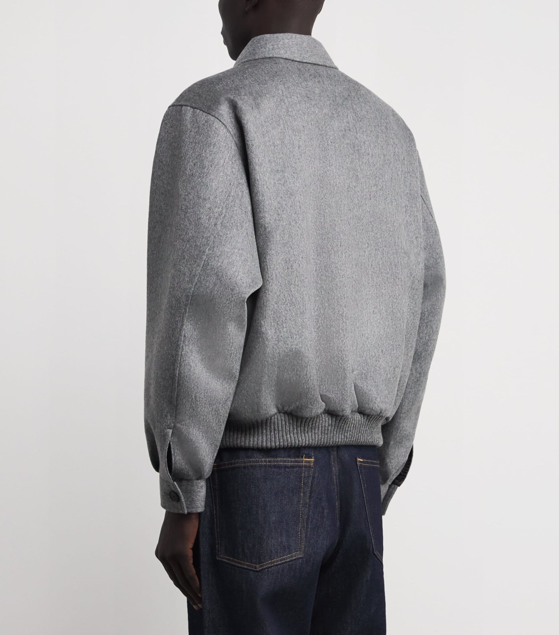 Grey Cashmere Bomber Jacket