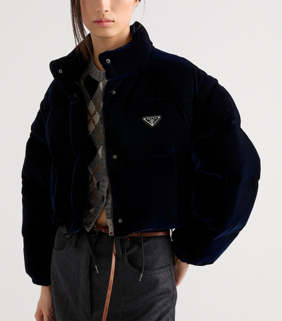 Blue Velvet Down-Filled Puffer Jacket