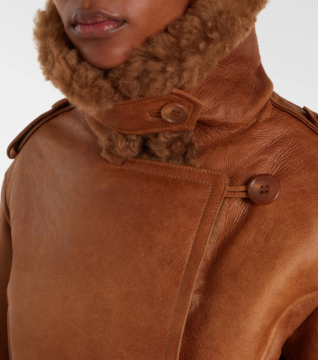 Chloé - Cropped shearling-trimmed leather jacket