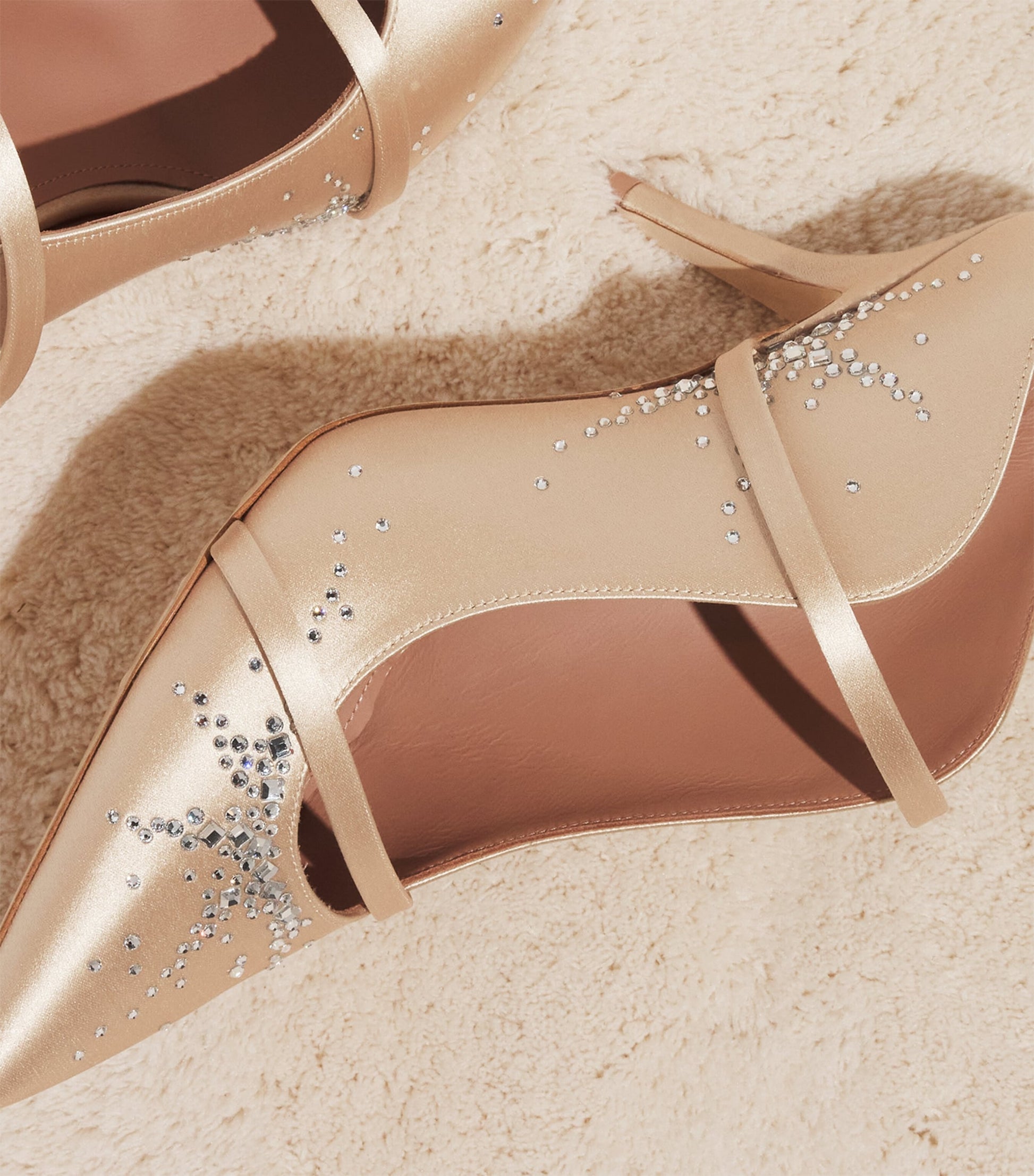 Satin Embellished Maureen Heeled Mules 70