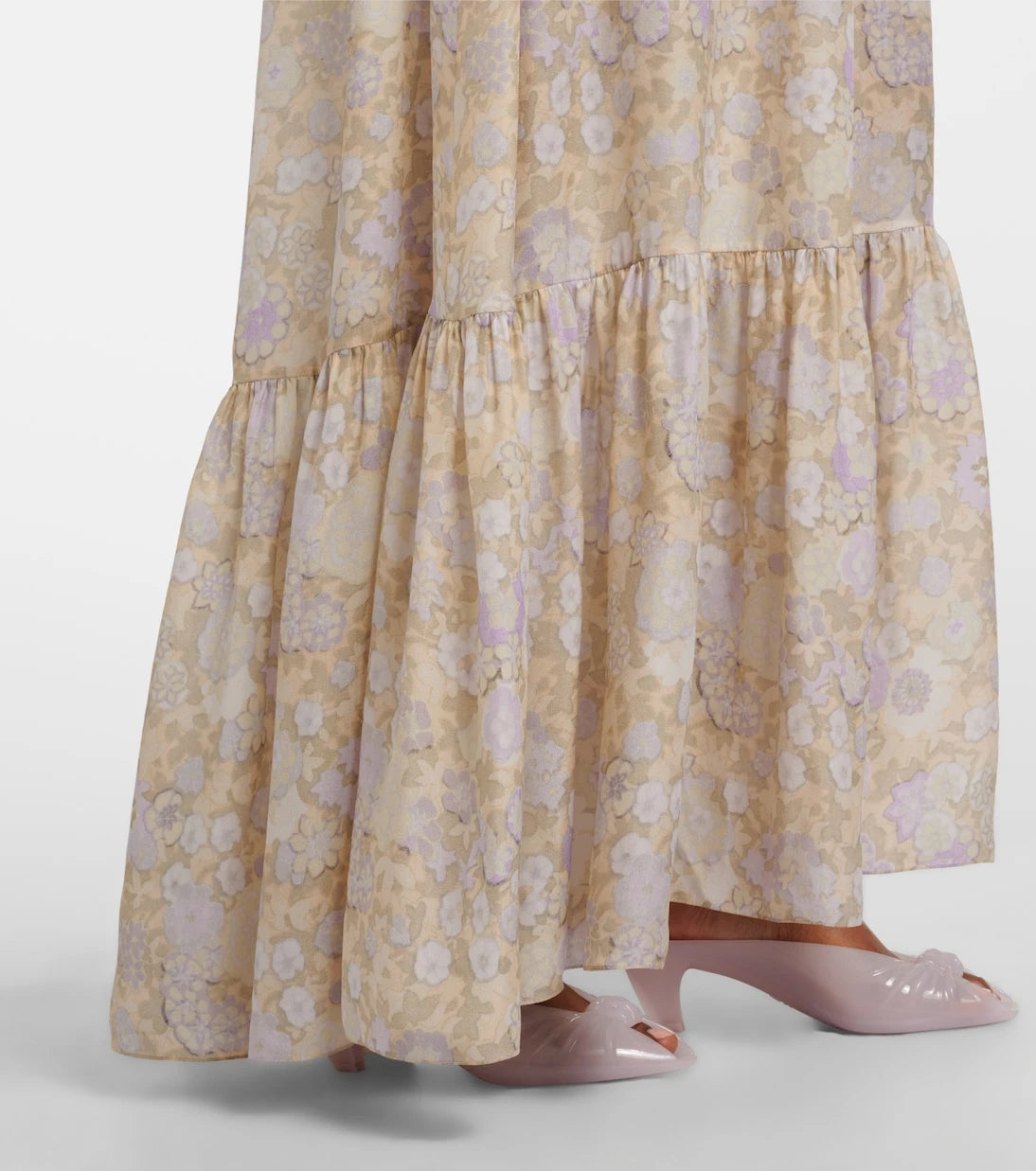 Chloé - Floral ruffled silk charmeuse maxi dress