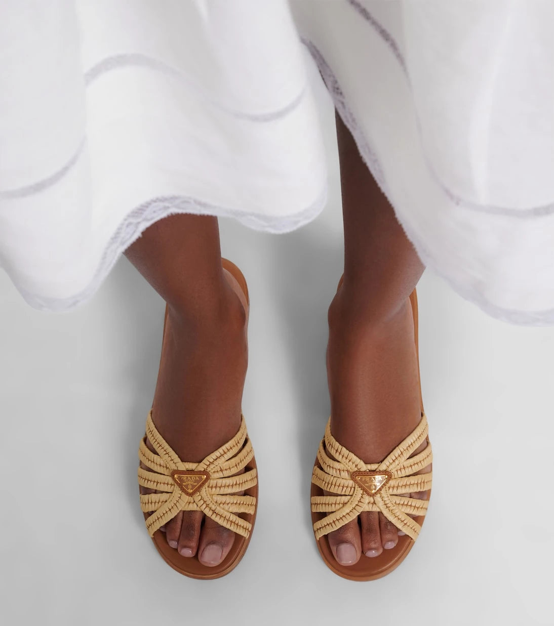 Prada - Crochet raffia-effect slides