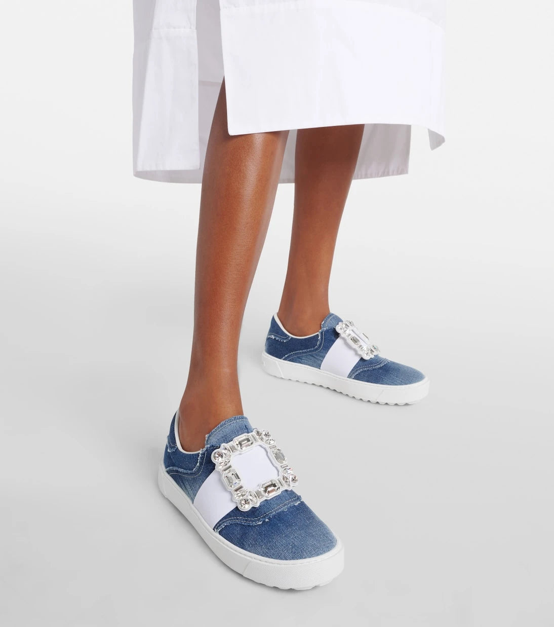 Roger Vivier - Very Vivier fringed denim sneakers