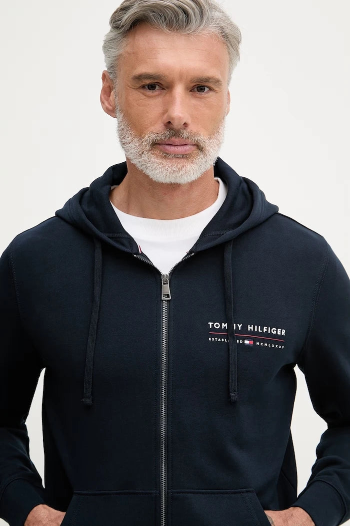 Tommy Hilfiger Erkek Pamuklu Fermuarlı Kapüşonlu Sweatshirt