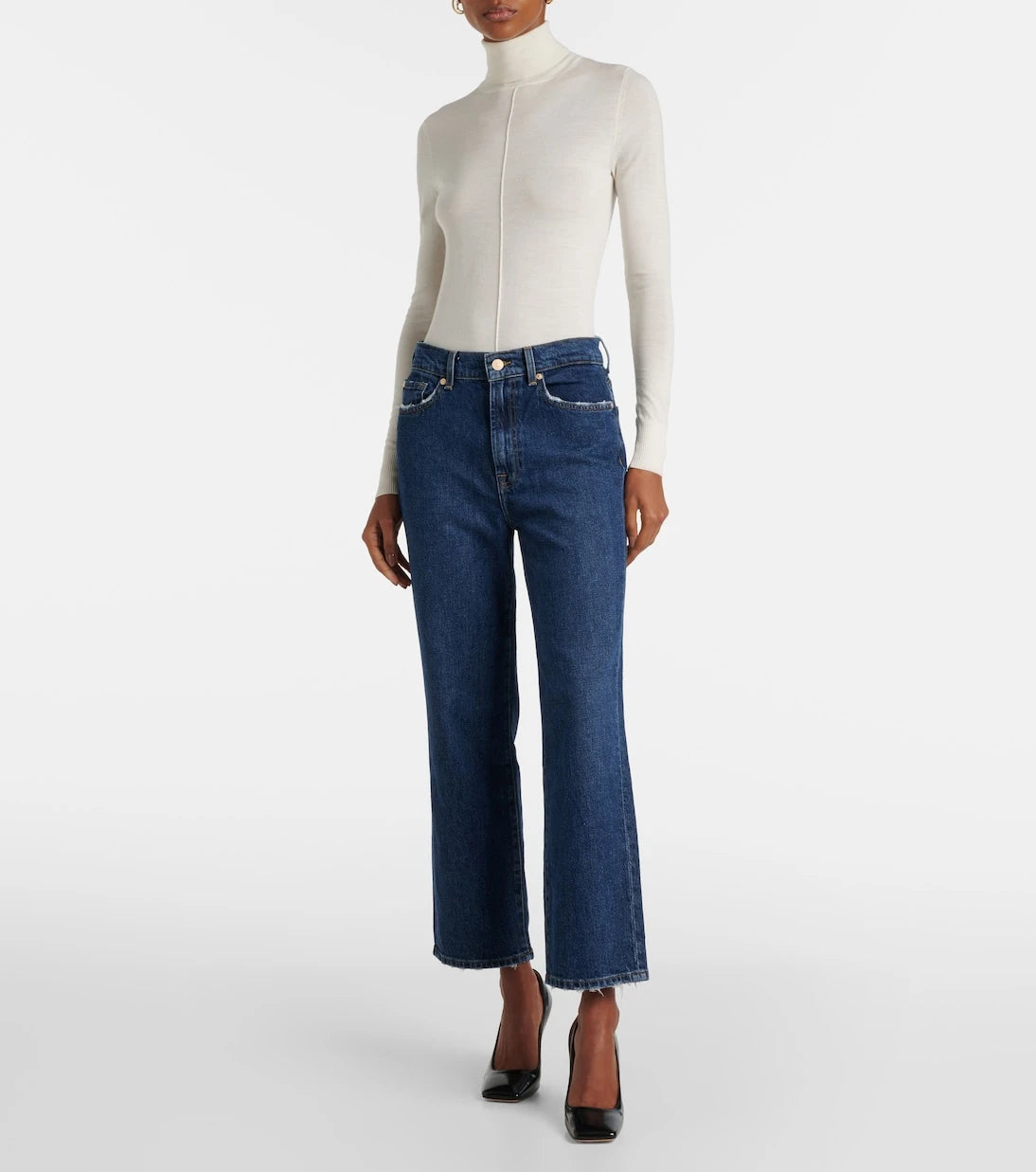 7 For All Mankind - High-rise cropped straight jeans