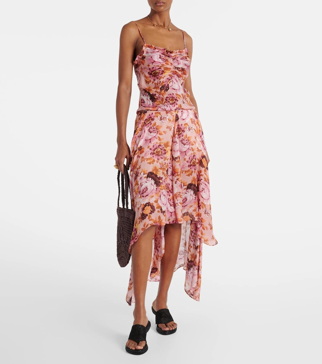 Chloé - Asymmetric floral silk midi skirt