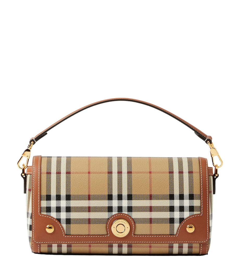 Brown Check Top-Handle Bag