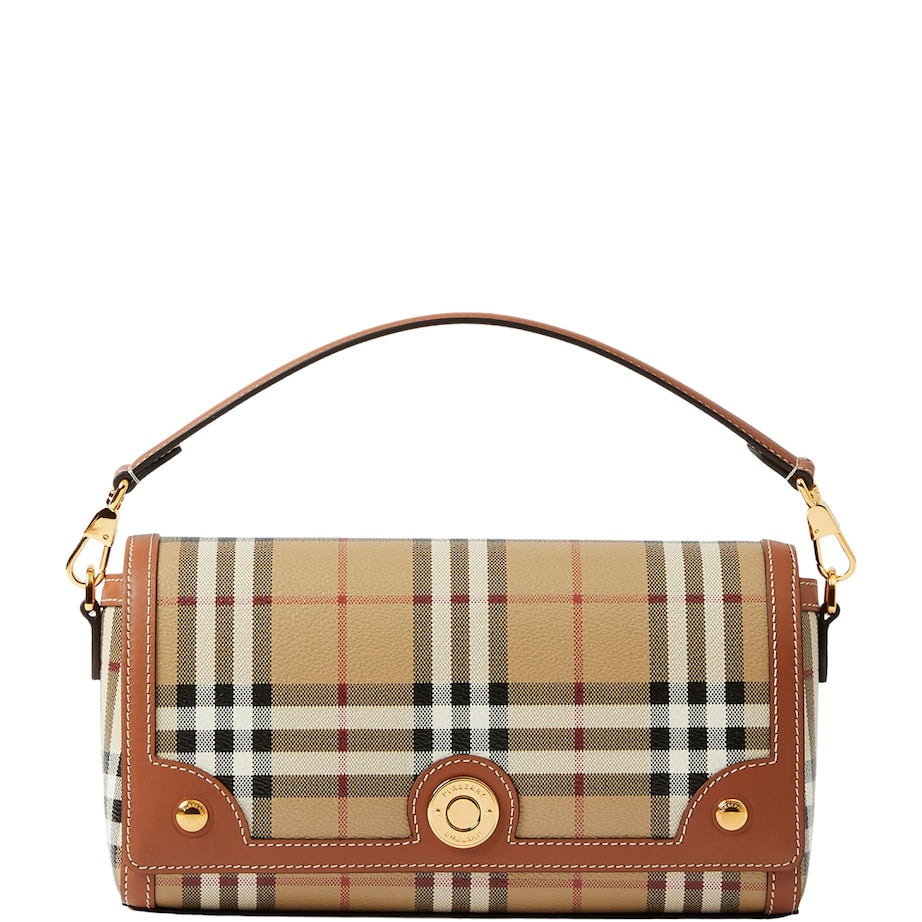 Brown Check Top-Handle Bag