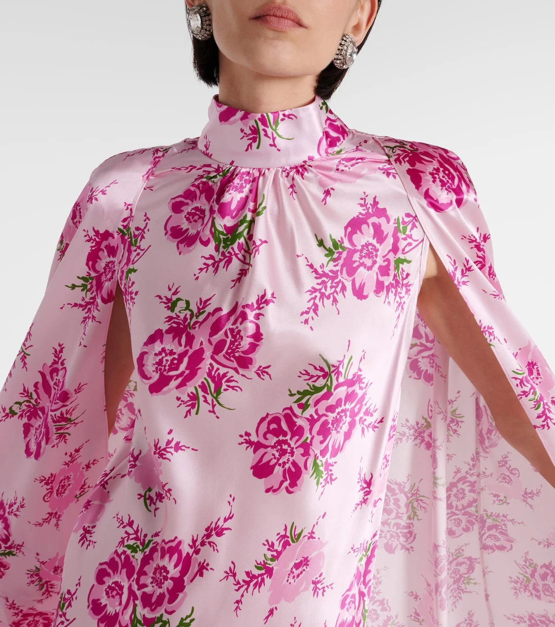 Rodarte - Caped floral silk satin gown