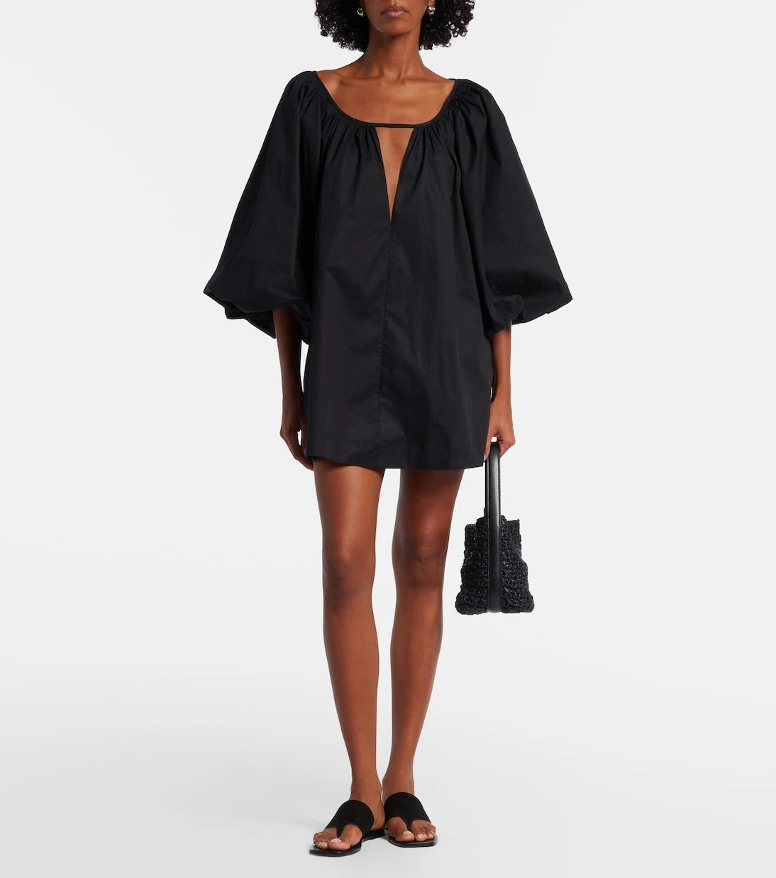 Adriana Degreas - Puff-sleeve cotton-blend minidress