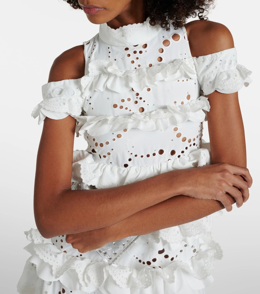 Susan Fang - Embroidered ruffled maxi dress