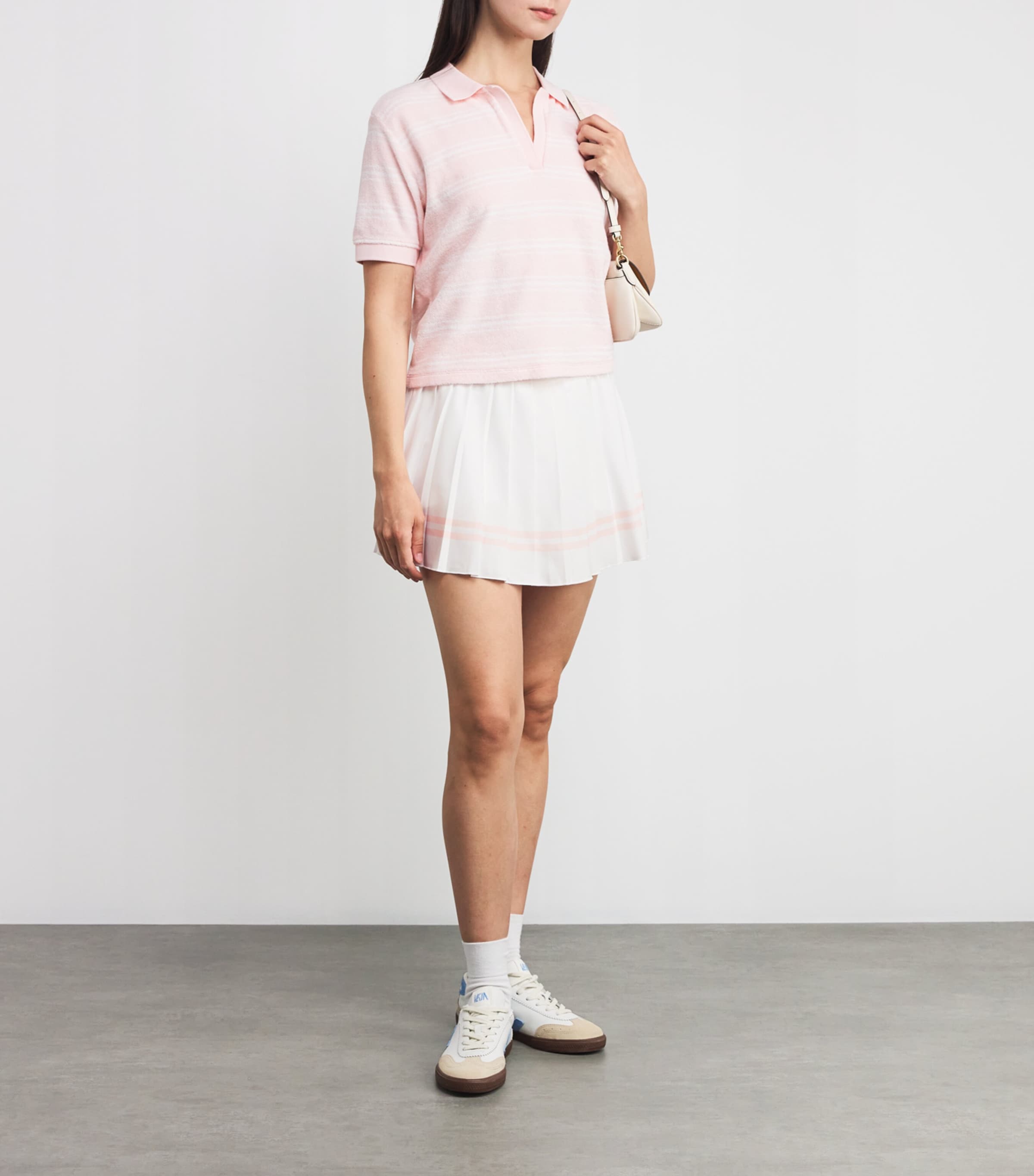 Embroidered Vendome Script Pleated Mini Skort WHITE