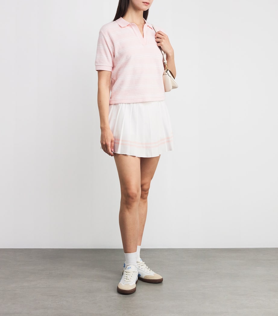 Embroidered Vendome Script Pleated Mini Skort WHITE