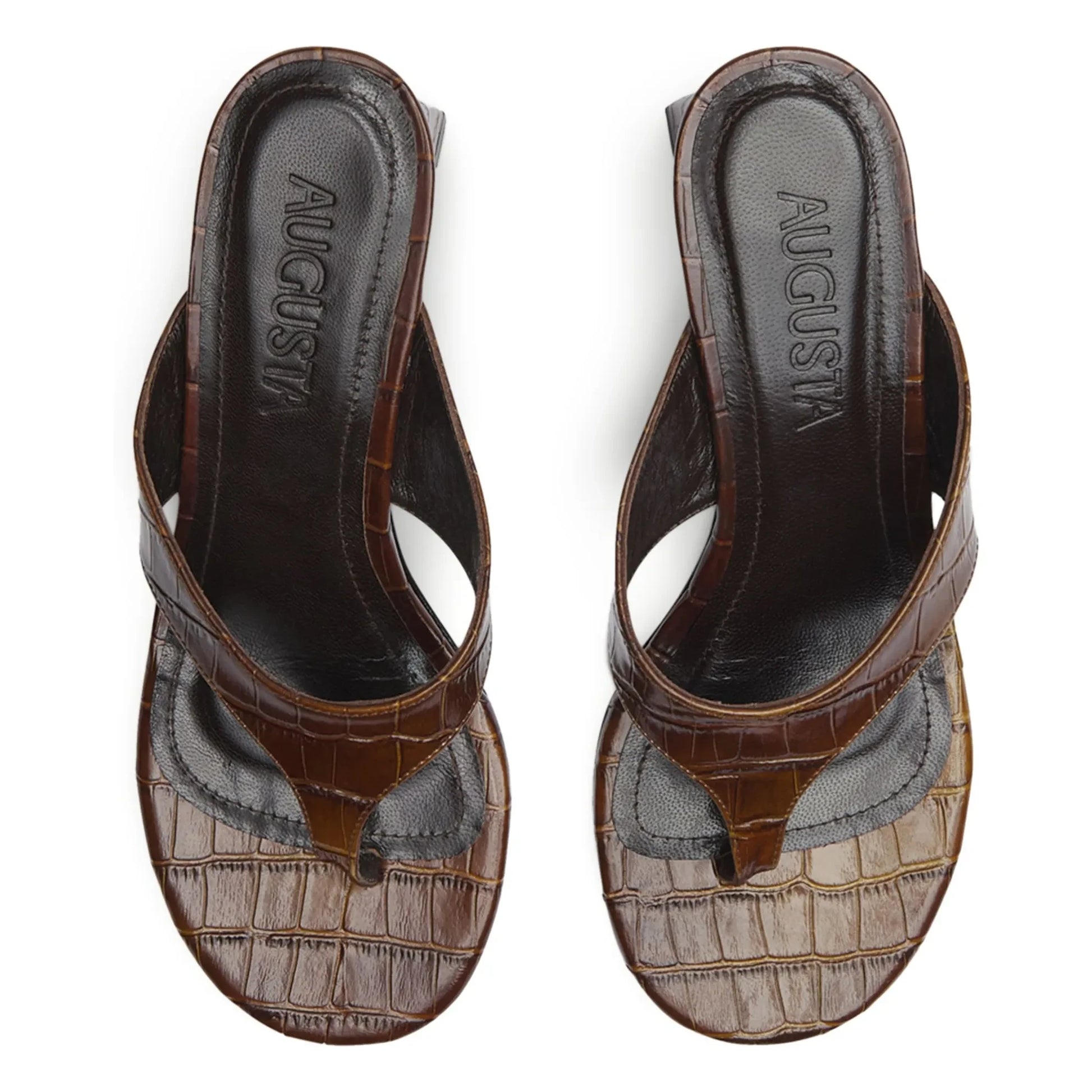 Augusta - Farah Crocodile Effect Sandals | Chocolate