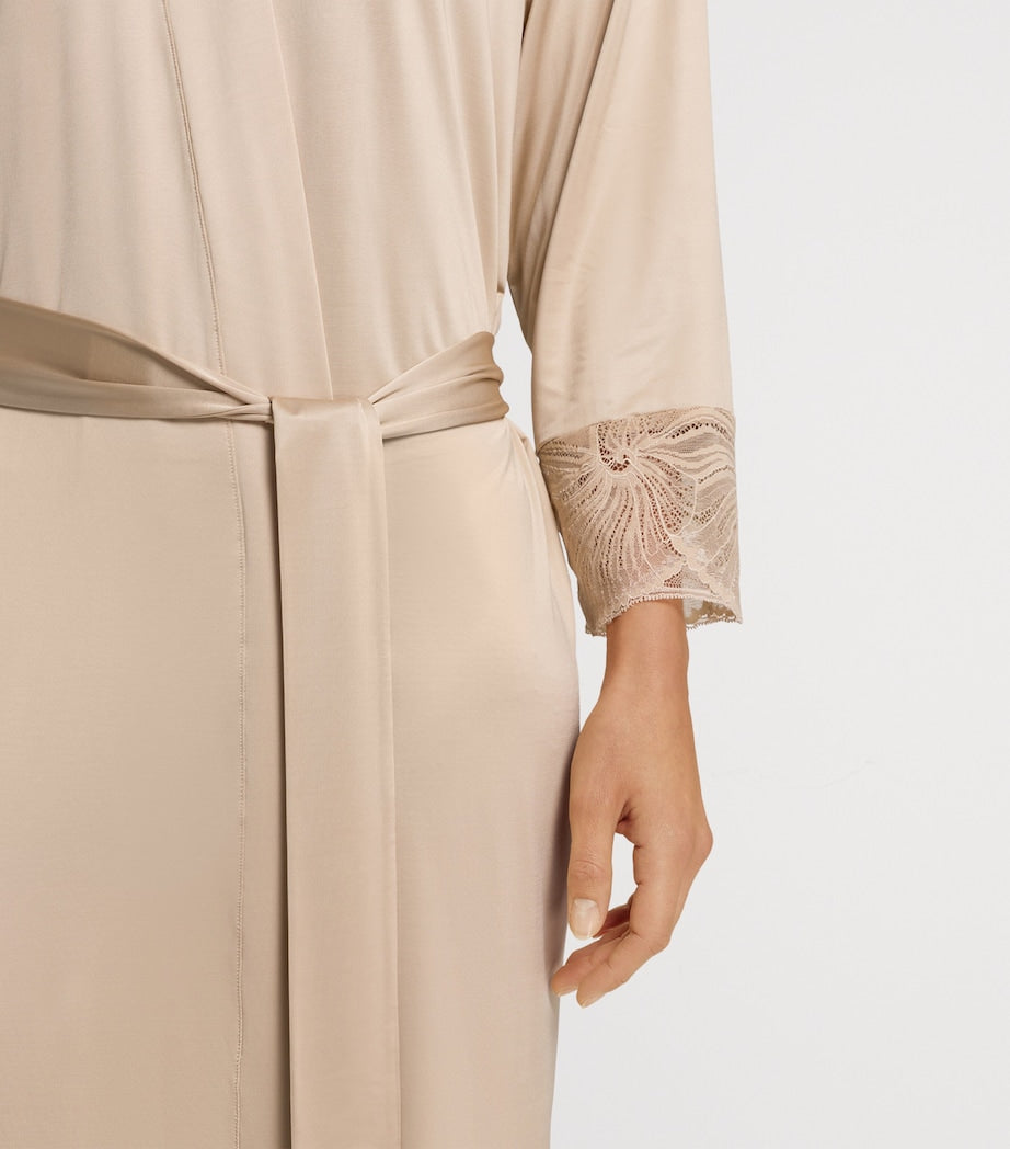 Hanro Satin Lace-Trim Lilith Robe