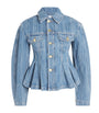 Blue Pleated Stripe Denim Jacket