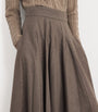 Max Mara Beige Stretch Wool Flared Maxi Skirt