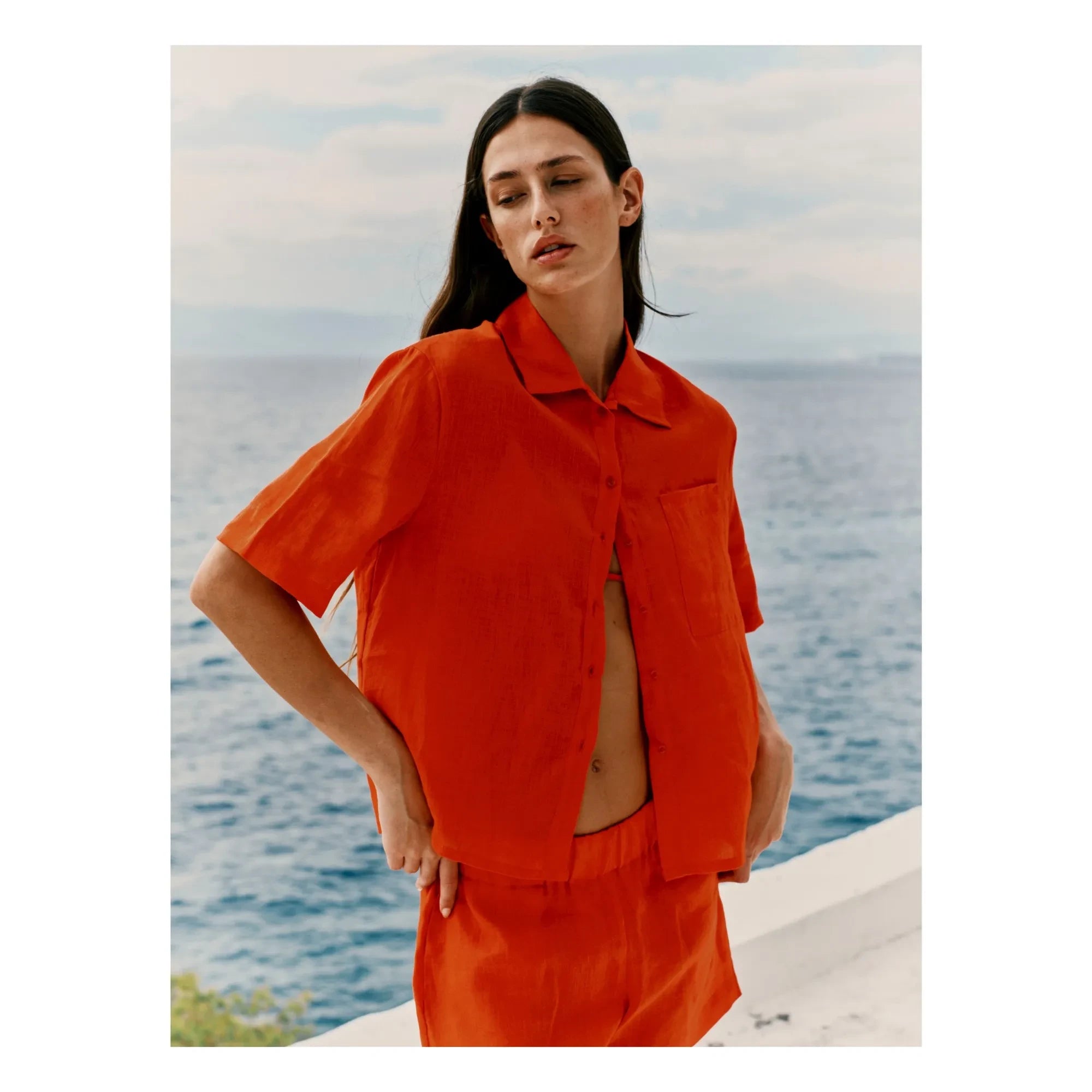 Vanessa Sposi - Linen Short Sleeve Shirt | Red
