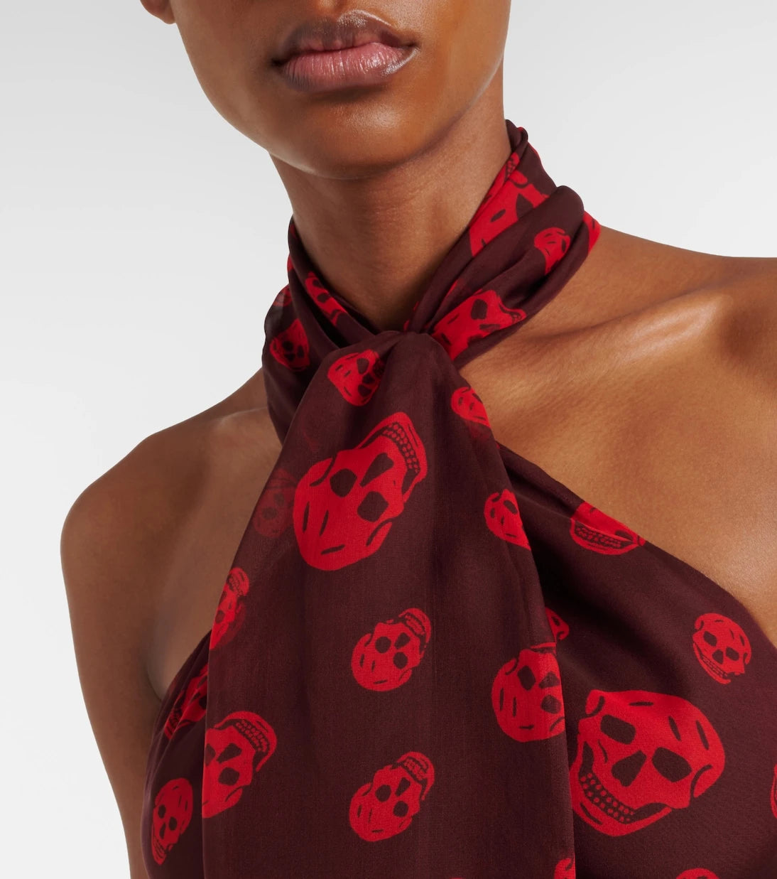 McQueen - Skull halterneck silk top