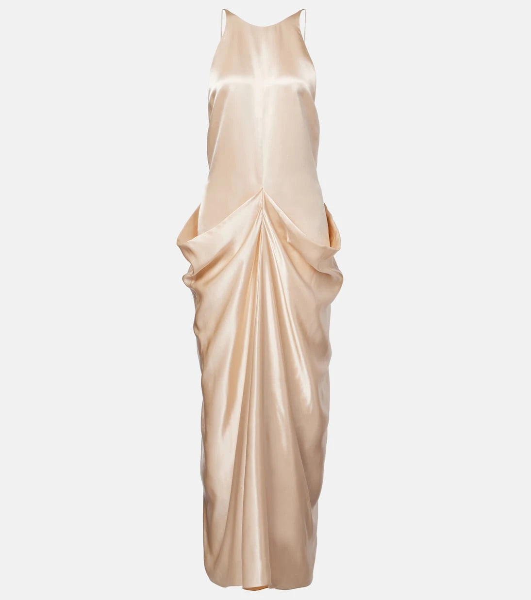 Khaite - Draped gathered satin maxi dress