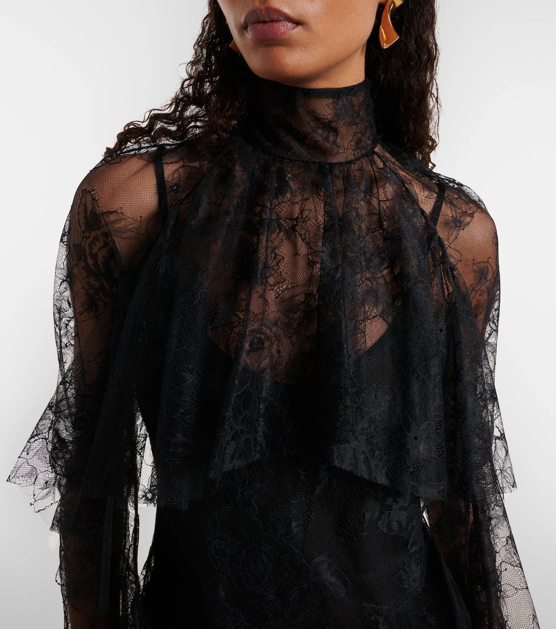 Blumarine - Ruffled sheer lace blouse