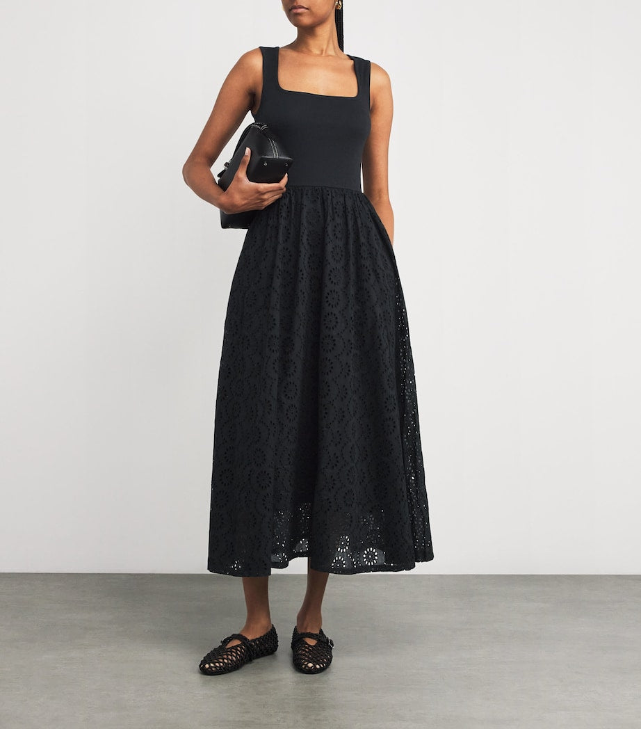 PAIGE Black Cotton Morel Maxi Dress