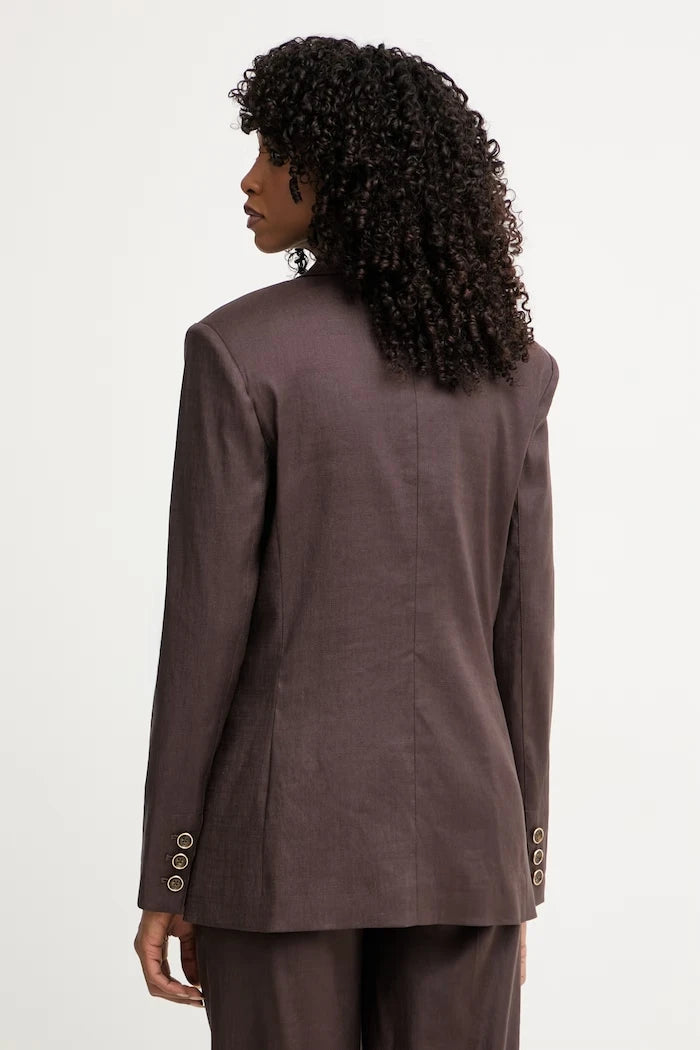 Guess kadın tek düğmeli keten karışımlı blazer CARLA