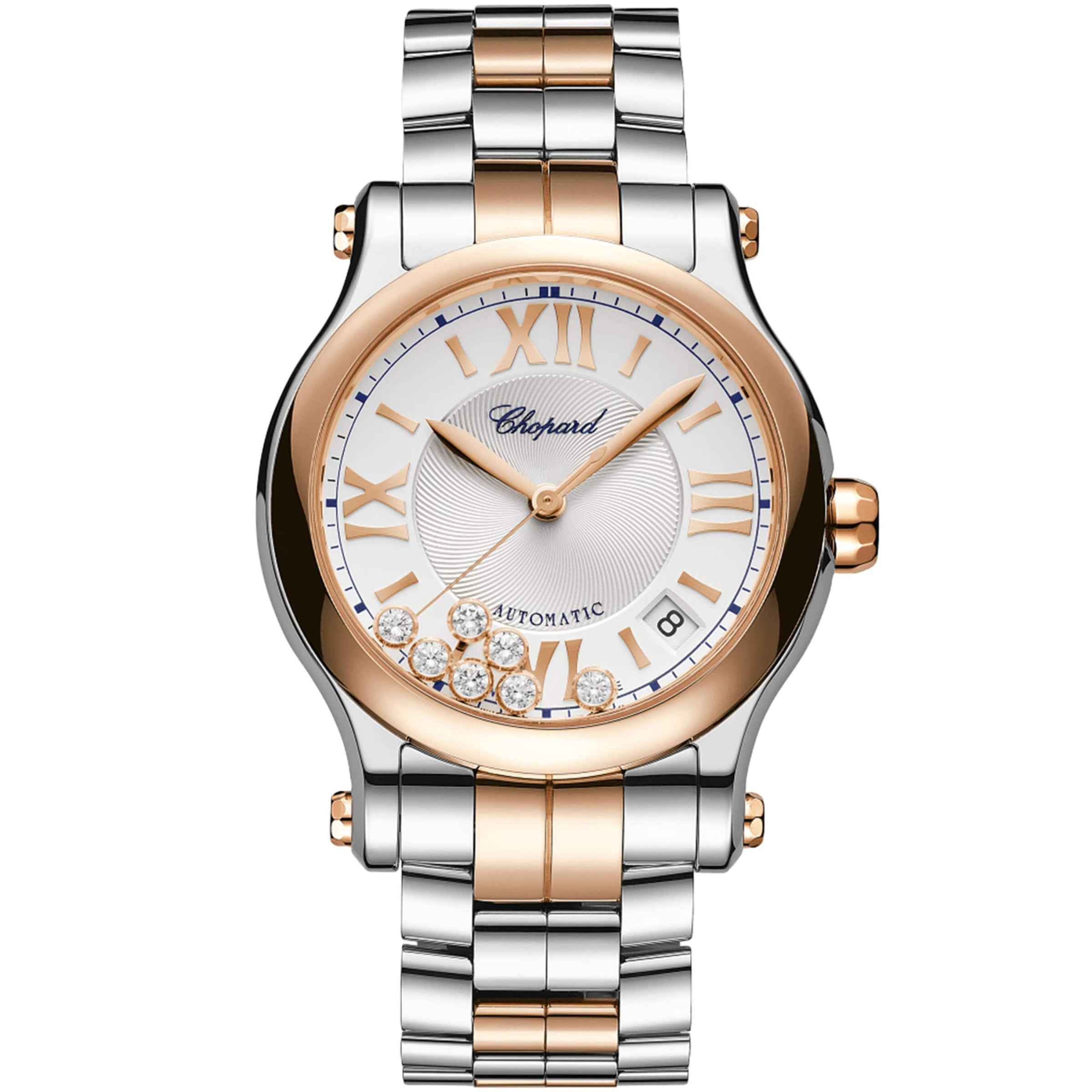 Stainless Steel, Rose Gold and Diamond Happy Sport Watch 36mm