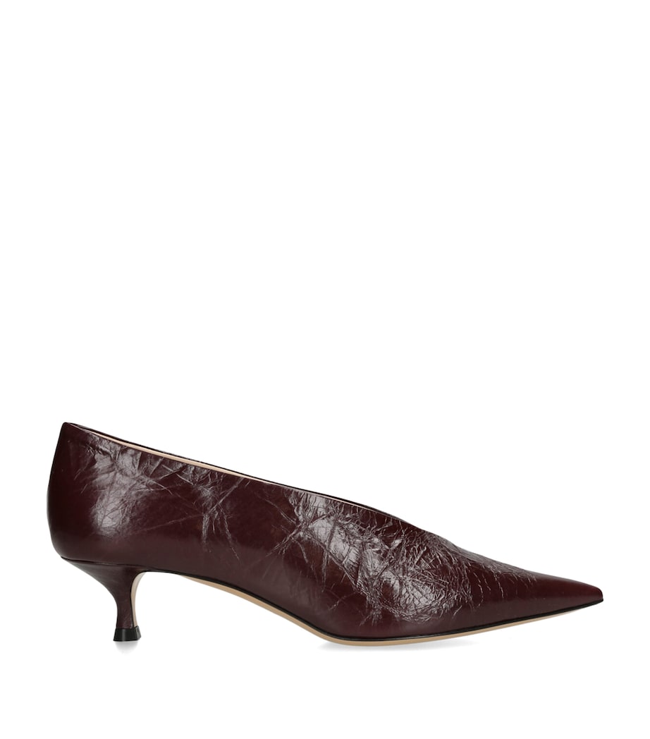 Le Monde Beryl Burgundy Leather Babouche Kitten Heel 35
