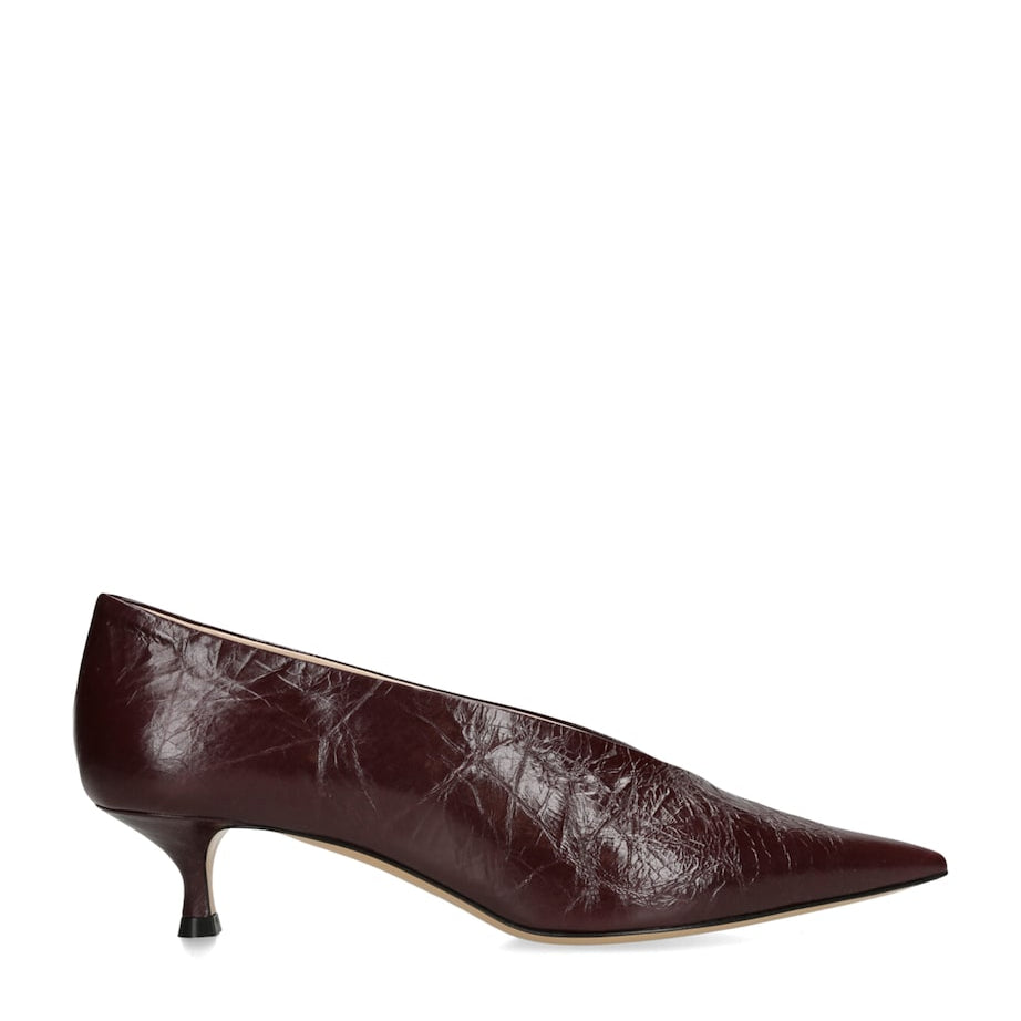 Le Monde Beryl Burgundy Leather Babouche Kitten Heel 35