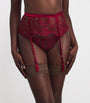 Coco De Mer Burgundy Lace-Silk Naraya Suspender Belt
