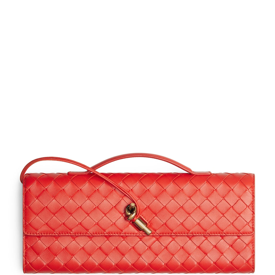 Red Leather Andiamo Clutch Bag