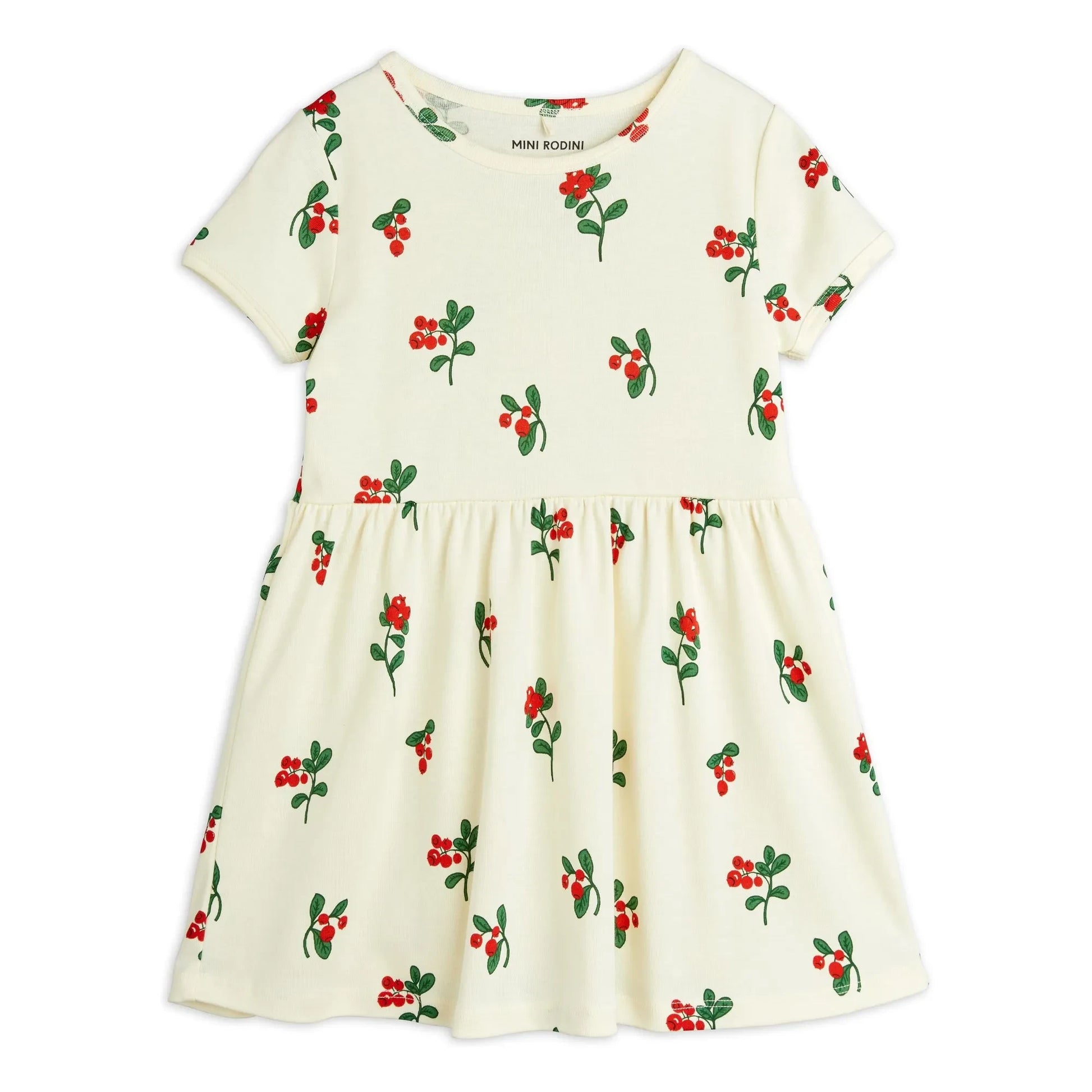 Mini Rodini - Organic Cotton Flower Dress | Ecru