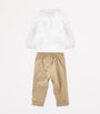 Monnalisa Linen-Cotton Shirt, Trousers and Bow Tie Set (3-36 Months)