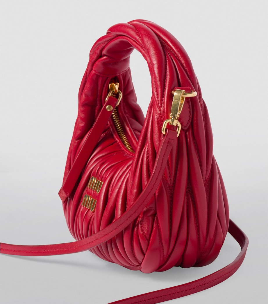 Red Mini Leather Matelassé Wander Top-Handle Bag