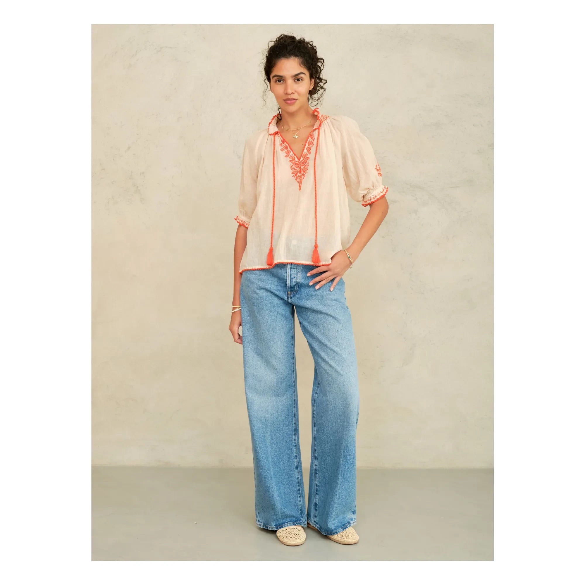 M.A.B.E. - Talia Cotton blouse | Corail Orange