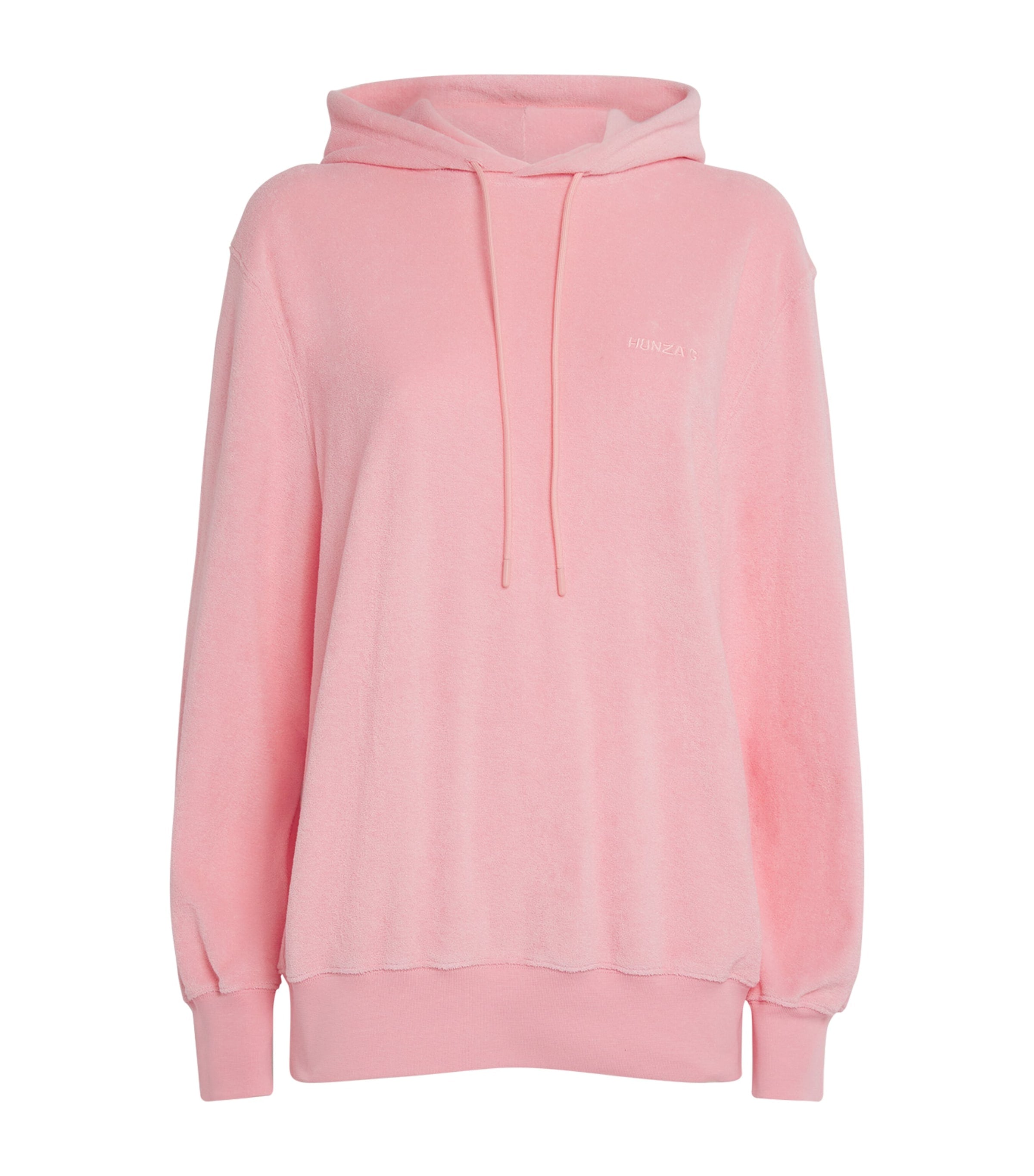 Pink Cotton Terry Towelling Hoodie
